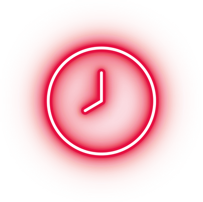Neon red clock icon