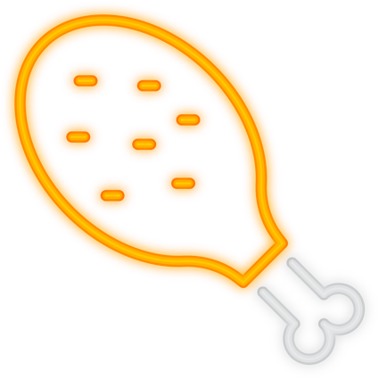 Fried Chicken Neon Icon